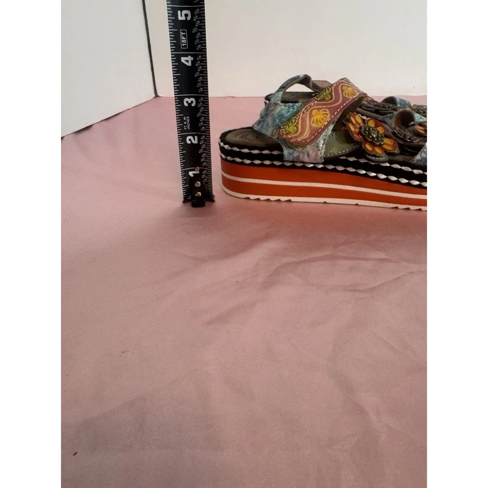 L'Artiste by Spring Step Womens Laga‎ Leather Sandal Plum Multicolored Sz 6.5 37